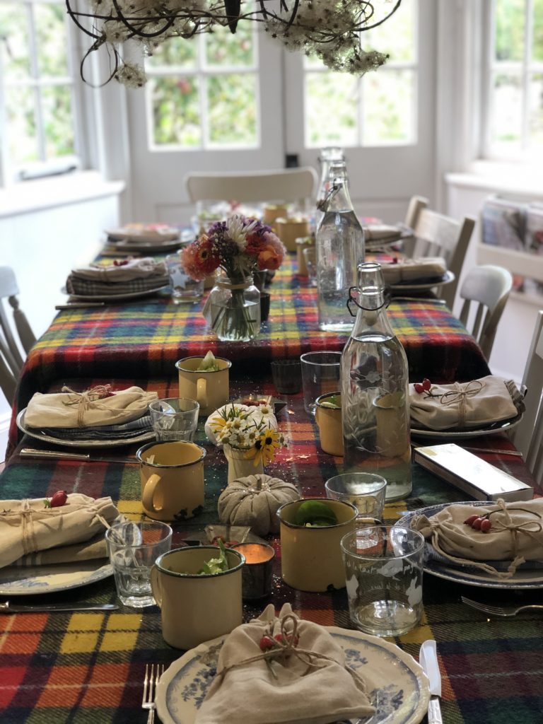 cosy autumnal lunch table setting