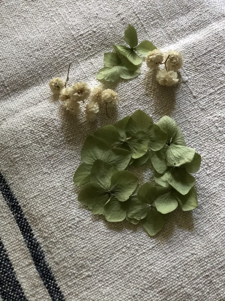 hydrangea petals create fall decor