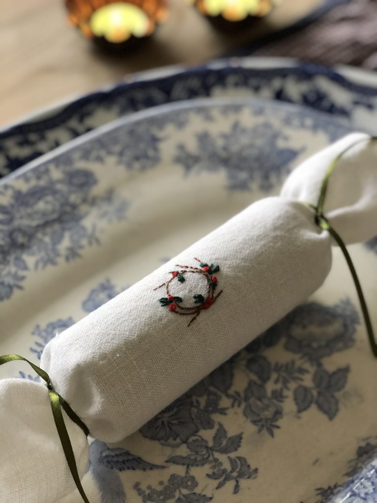 handmade linen christmas cracker