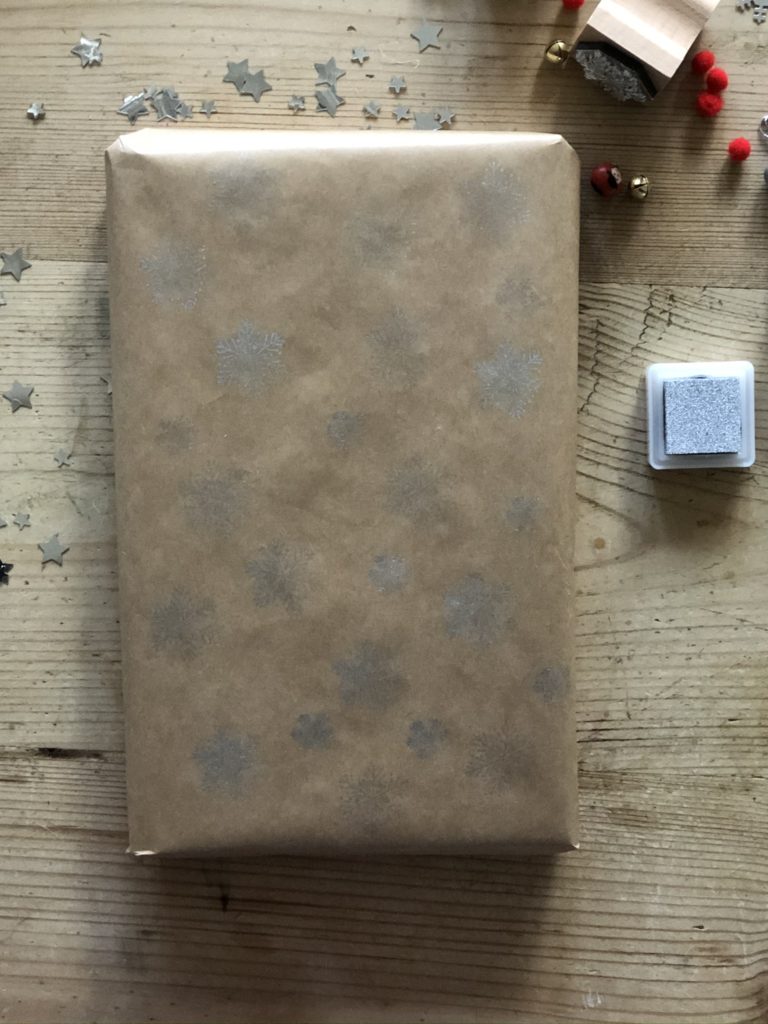 silver ink embossed brown wrapping paper ideas