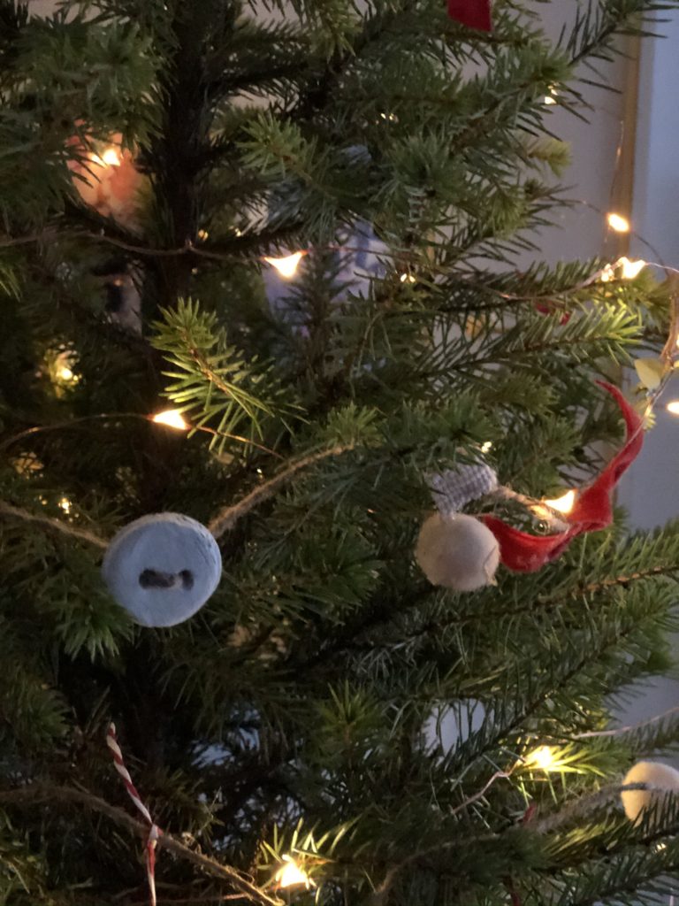 rustic homemade decorative garland on tree