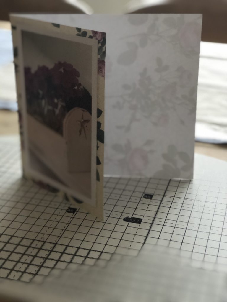 preparing to trim a personalised thank you card