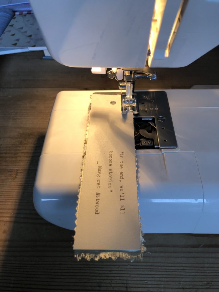 stitching creative bookmarks on a machine