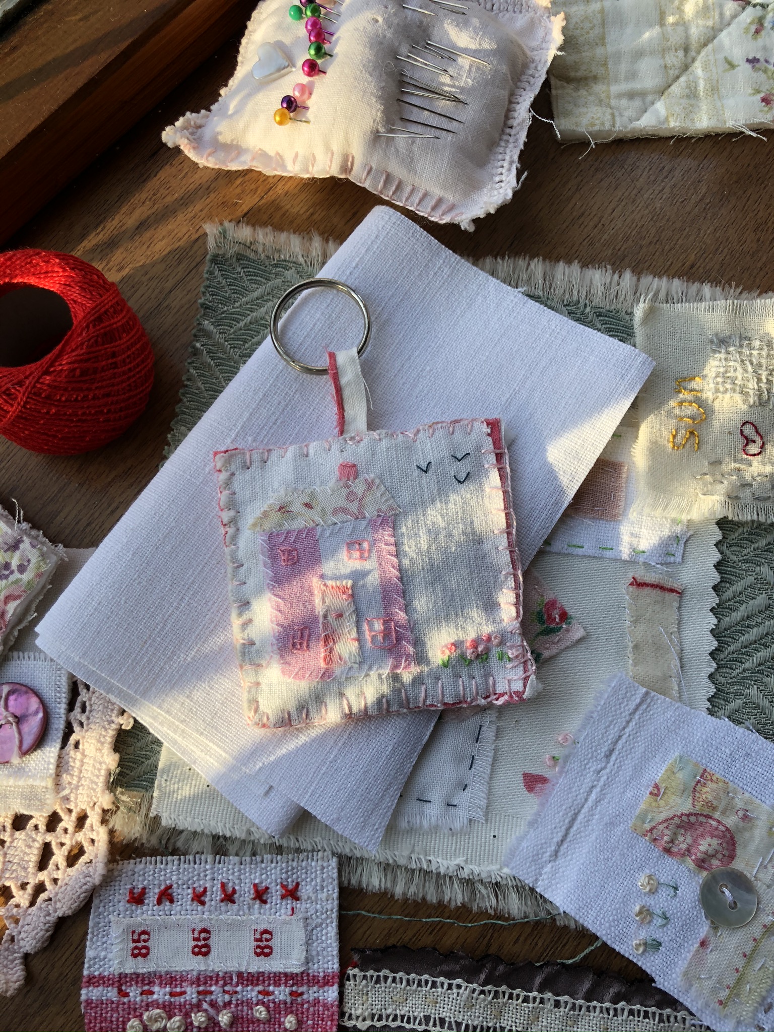 Fabric Key Rings - a perfect solution for vintage fabric scraps