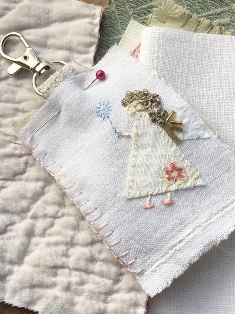 personalised fabric key ring with fairy motif