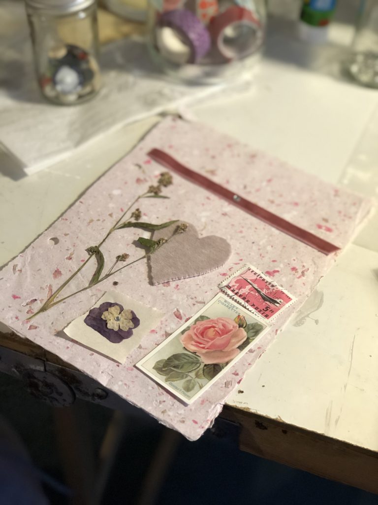 creating a pretty pink page for a junk journal