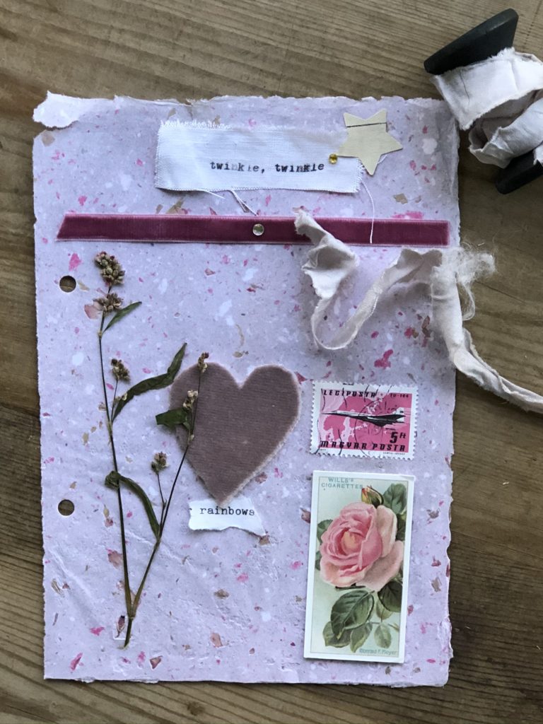 creating a pretty pink page for a junk journal