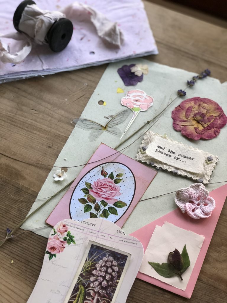 pretty ephemera creates a page for a junk journal