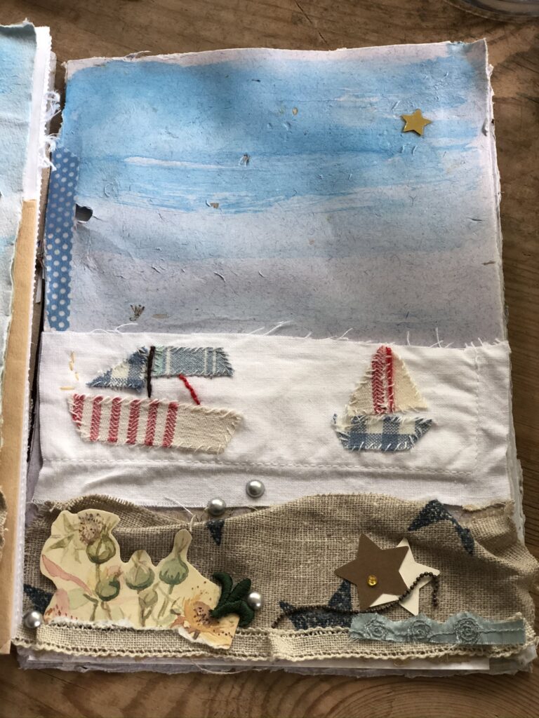 mixed media interpretaion of a beach scene