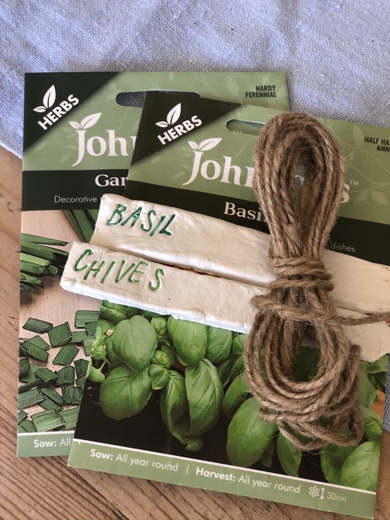 seed packets and diy clay herb markers