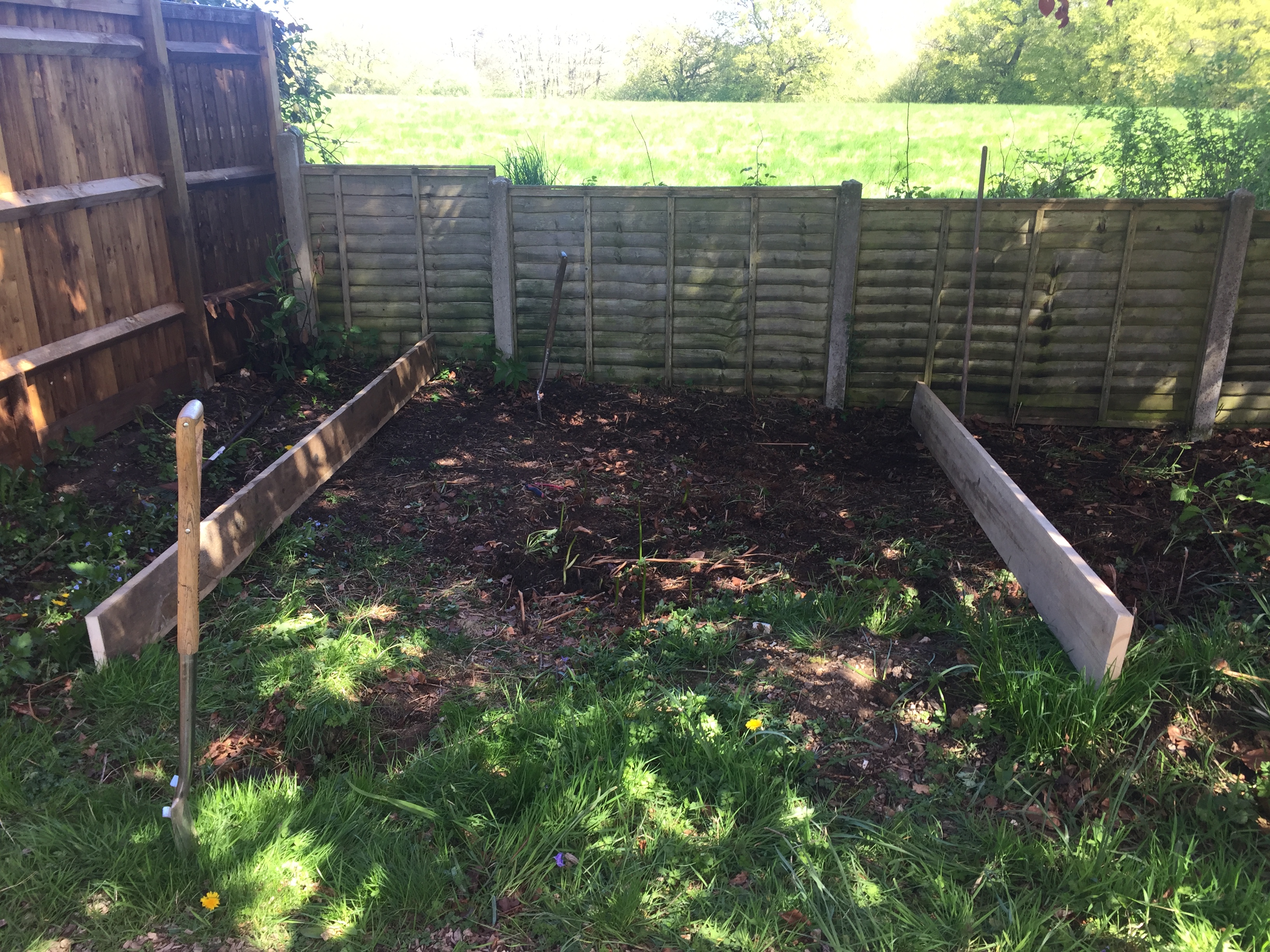 preparing the ground for a small garden terrace