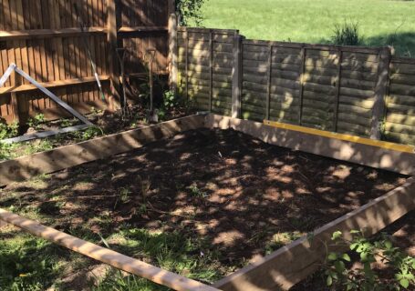 preparing the ground for a small garden terrace