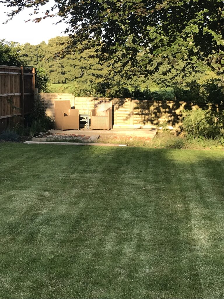 partial completion of small garden terrace on a budget