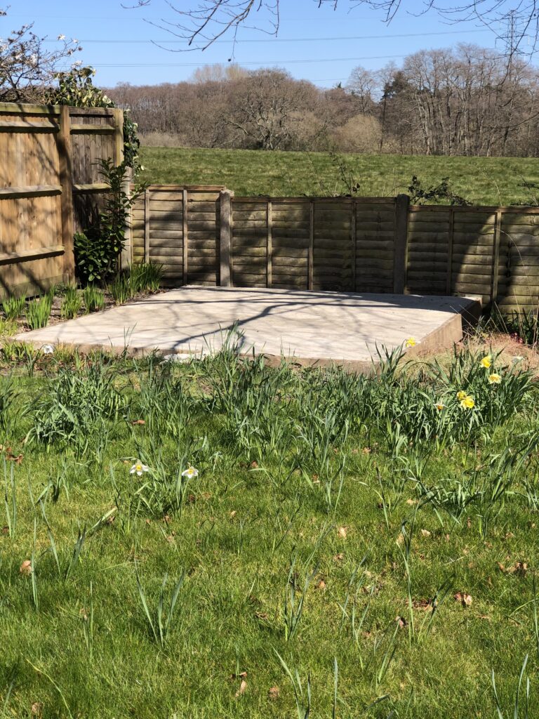 concrete base in garden