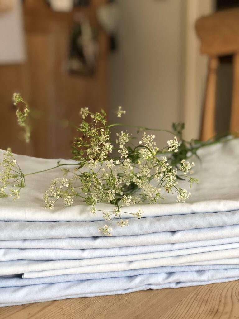 cotton slip covers and cow parsley