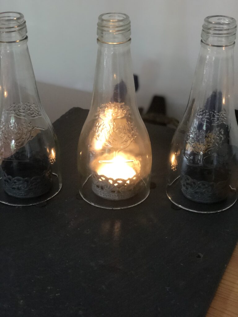 testing a diy glass candle centrepiece