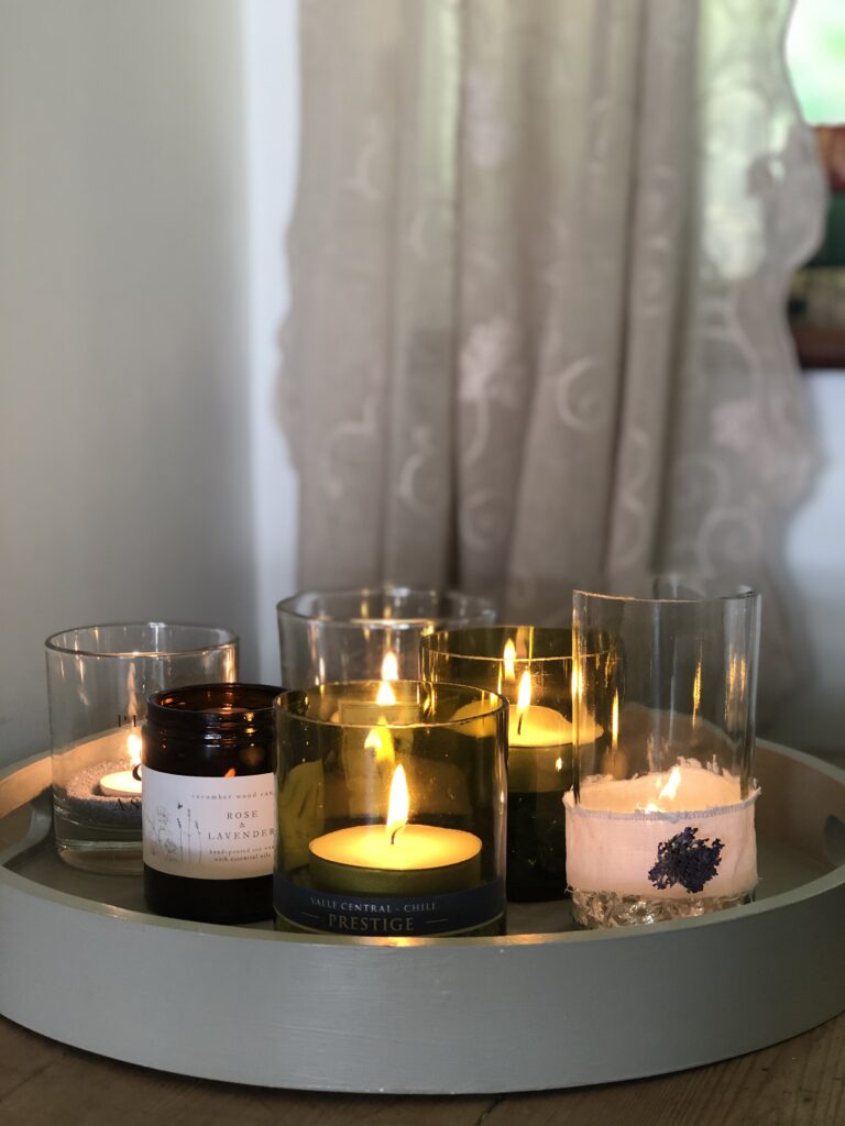 how to reuse wine bottles and glass as candle votives