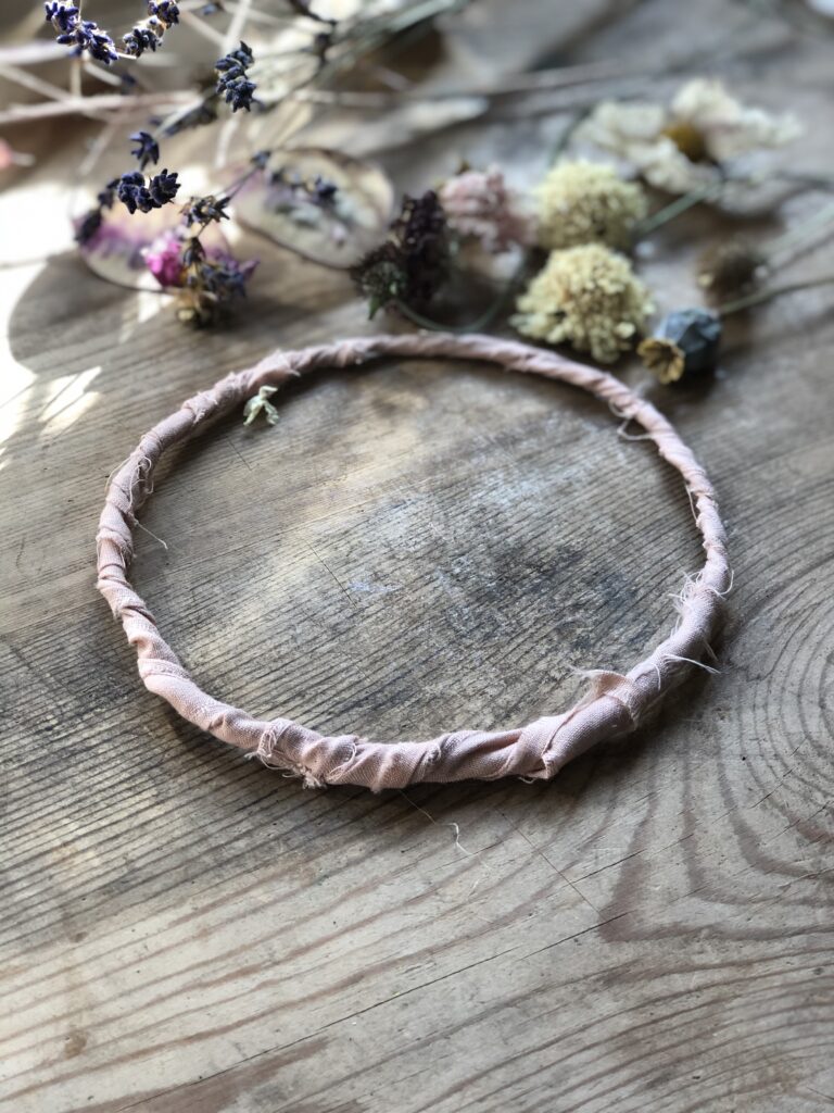 rag ribbon wire base for mini flower wreath