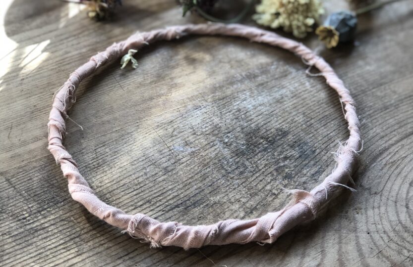 rag ribbon wire base for mini flower wreath