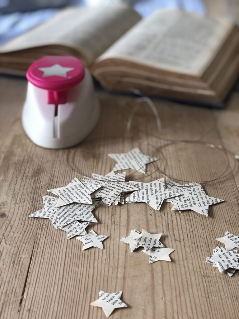 paper star garland and hole punch