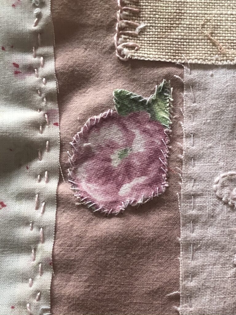 vintage rose used in slow stitching project