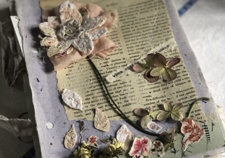 fabric flower journal art