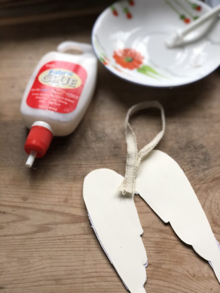 gluing backing fabric for diy fabric angel wings