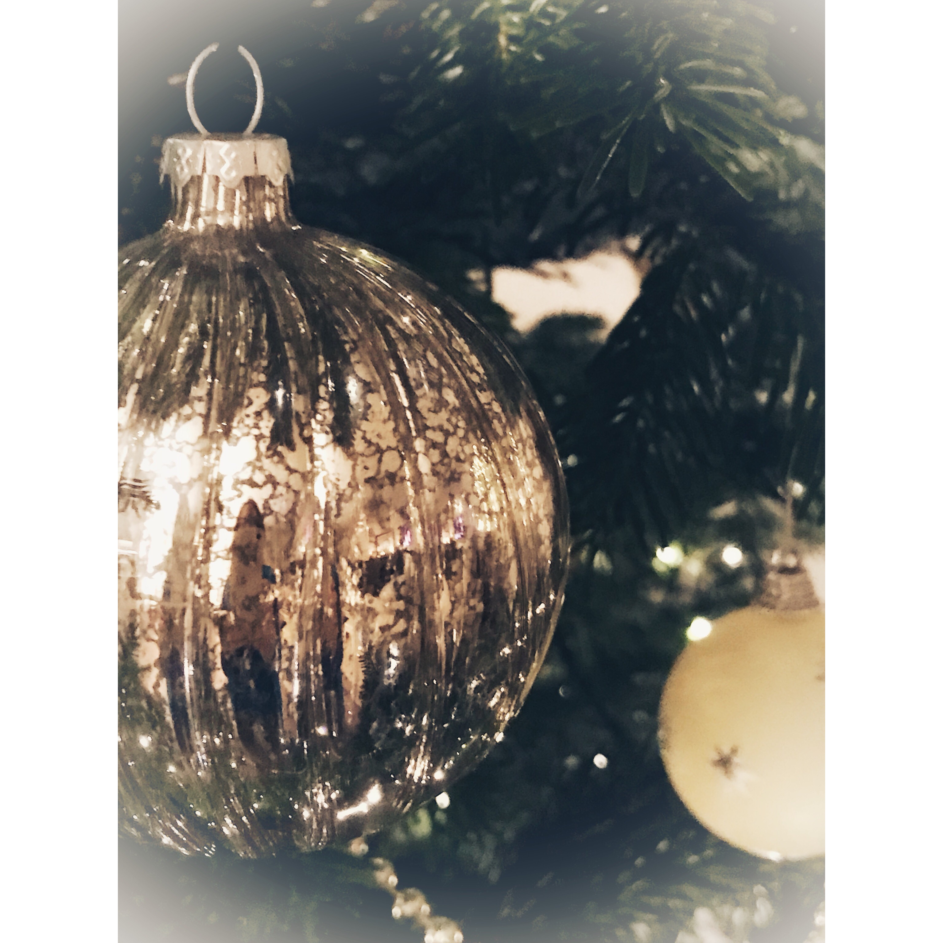 Christmas bauble on tree