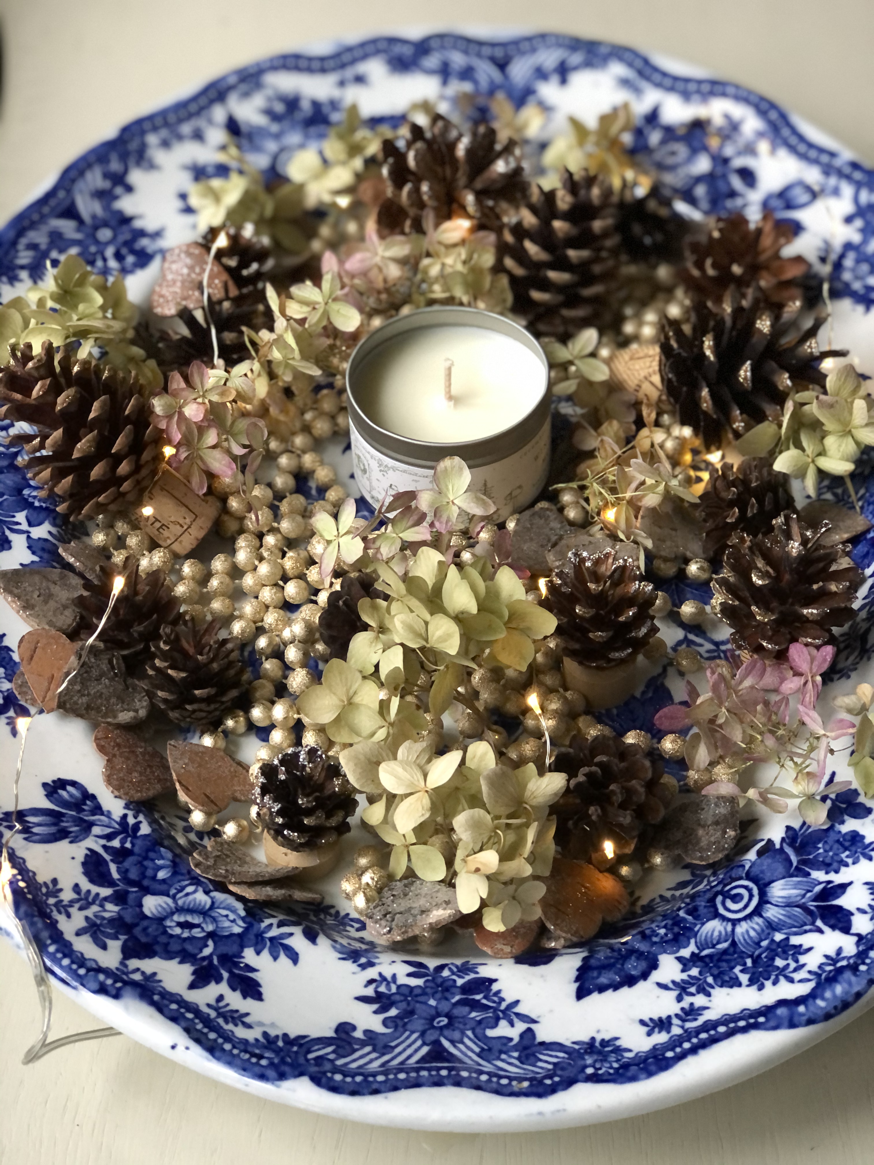 creating a homespun winter table centrepiece