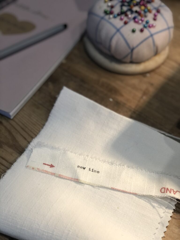 type written message on selvedge