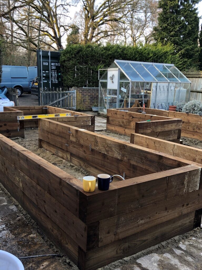 creating a kitchen garden with sleepers