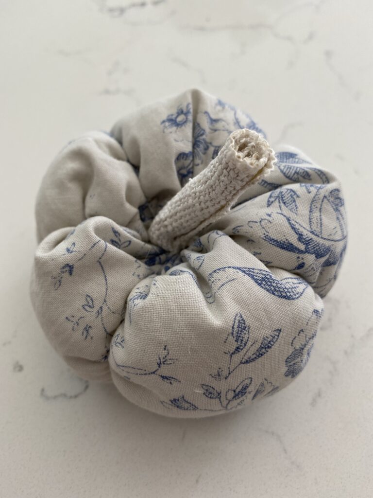 a blue toile diy easy fabric pumpkin