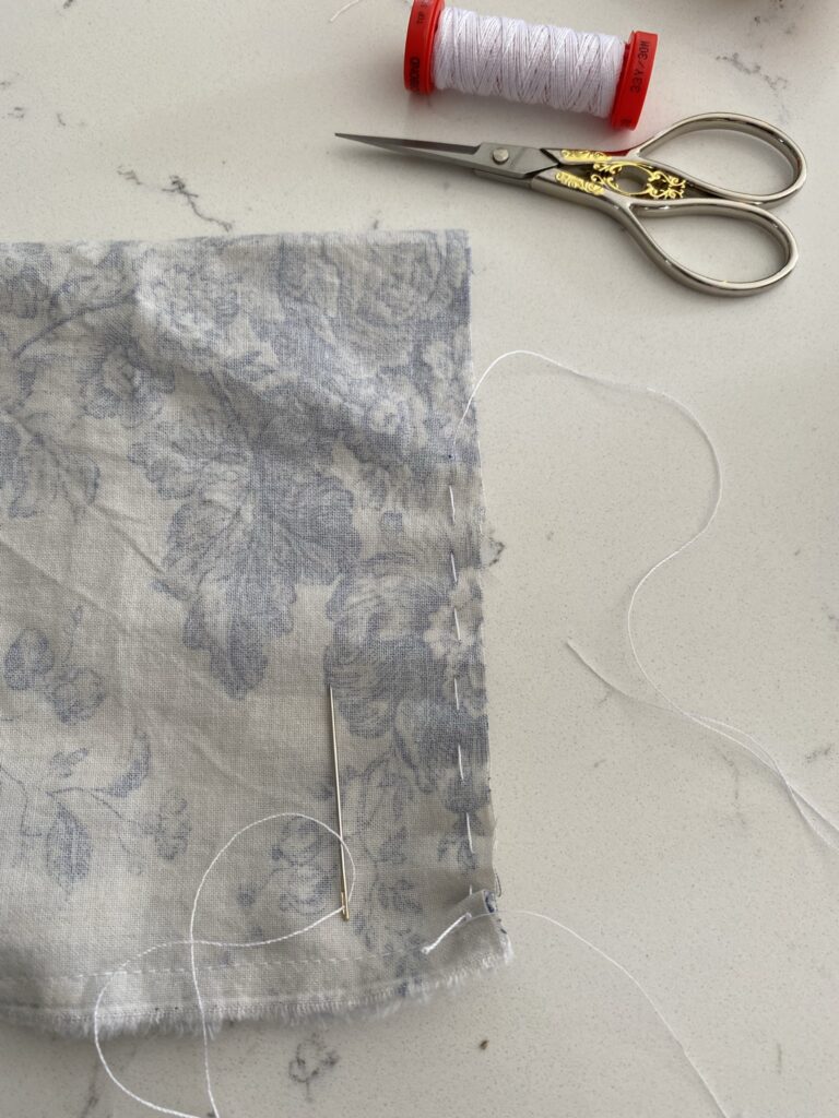 ccreating a seam with pretty blue fabric