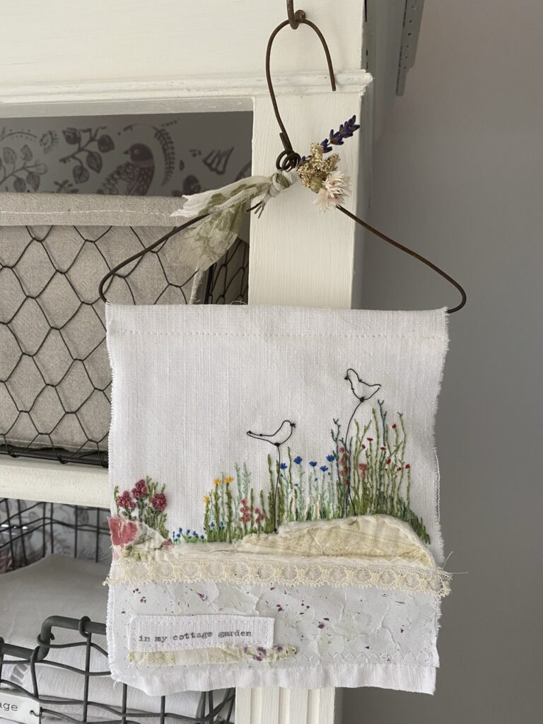 A Cottage Garden - embroidered wall art