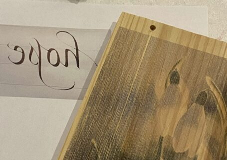 creating a diy wooden garden sign with graphic and 'hope' word