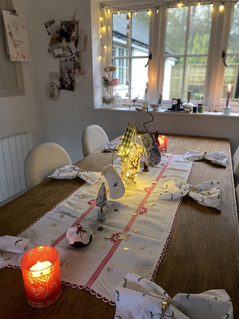 table and chairs set for a Christmas craft workshop